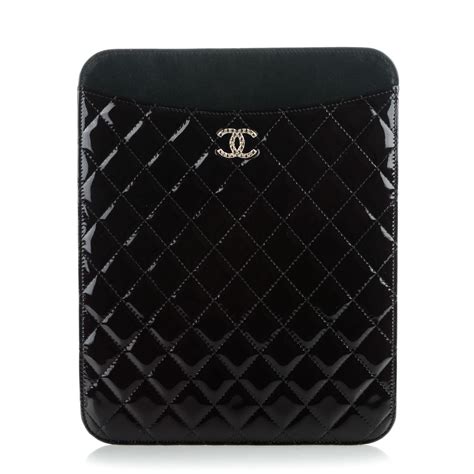 chanel ipad case black|CHANEL Patent Brilliant iPad Case Black .